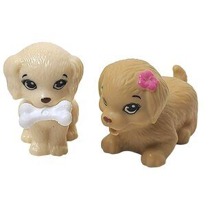 Mattel 2016 Barbie Pet Dog Figure Squirt Toy Golden Retriever Puppy w Bone & Pal